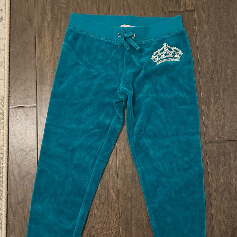 Teal Kids Bottoms with Crown Embroidery